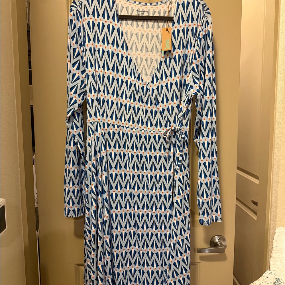 Muse Threads Bamboo Women’s Long Sleeve Wrap Dress Deco Candles New W Tags